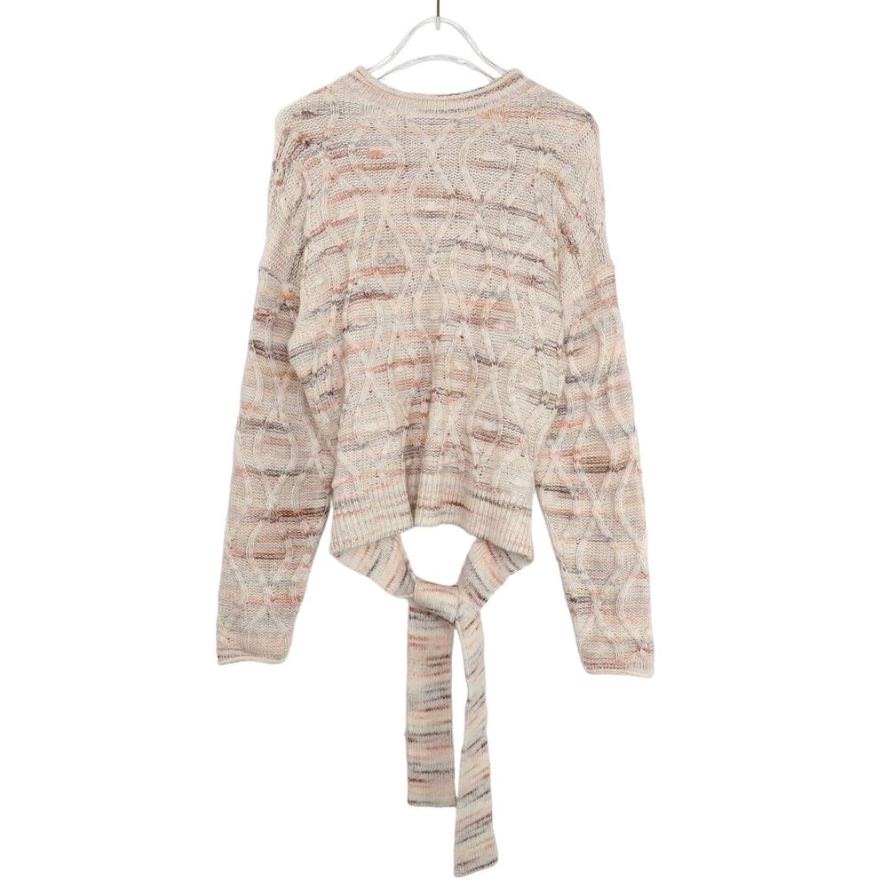 Universal Thread Beige Knit Multicolor Crewneck Sweater with Open Back XS